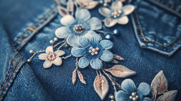Broderie pe denim pentru accesoriu